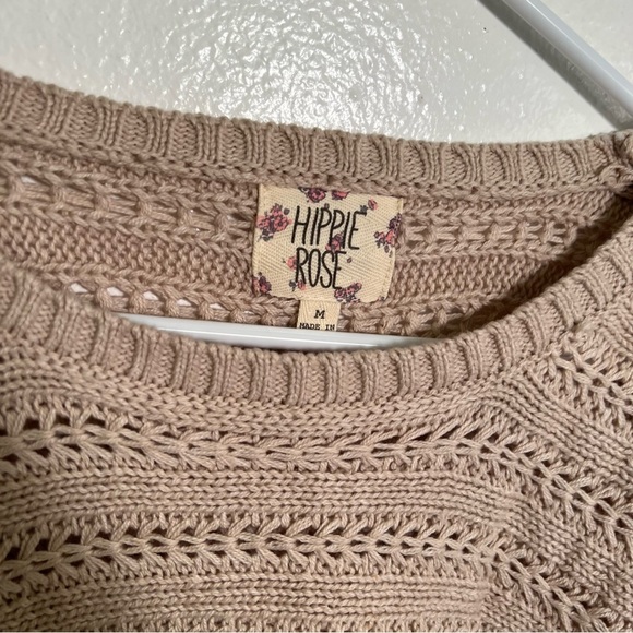 Hippie Rose Crewneck Sweater Beige Dolman Sleeve M - Picture 8 of 9